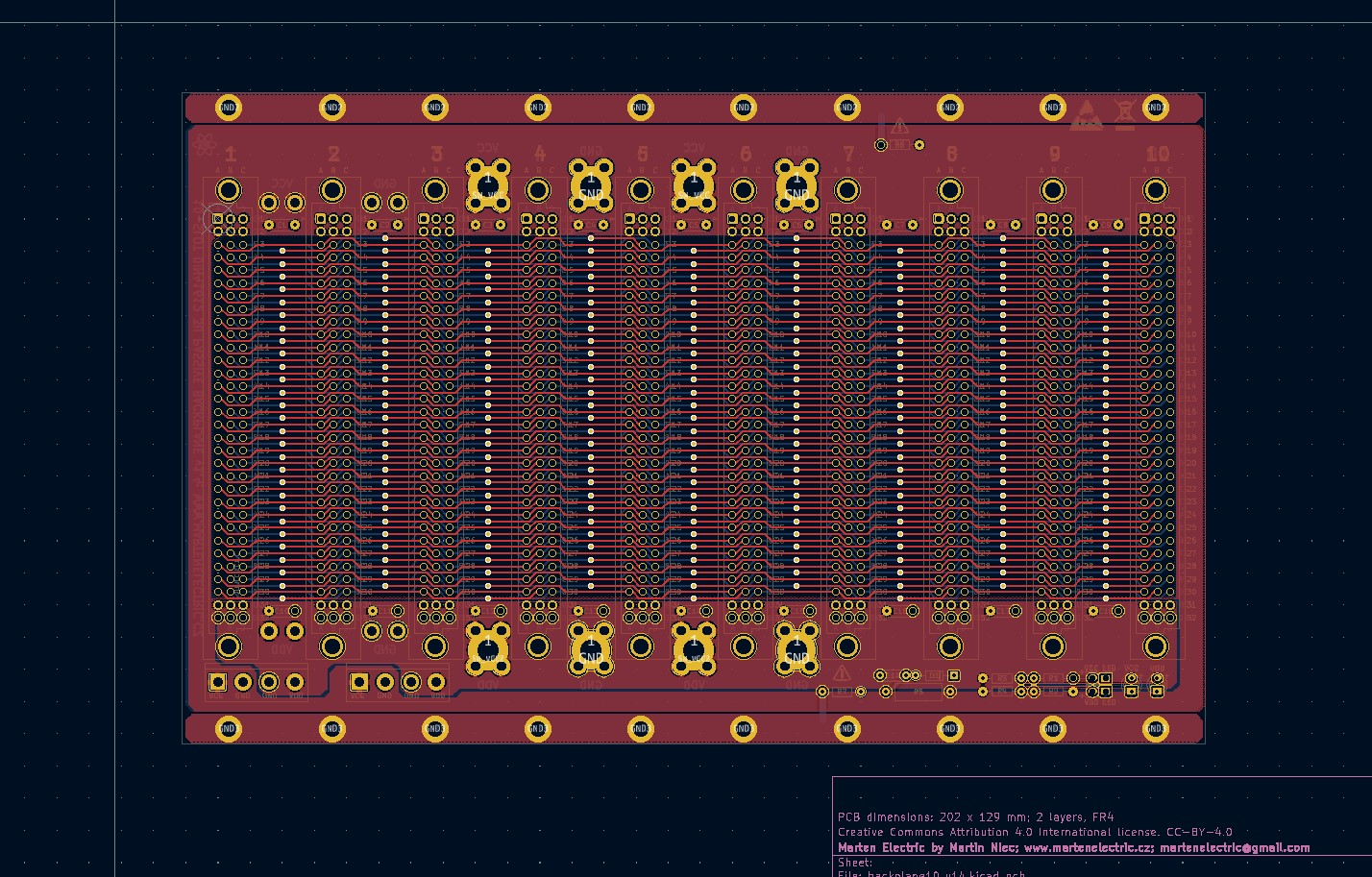 Microbus Backplane PCB for Eurocards DIN41612 10 slot 3U 40HP