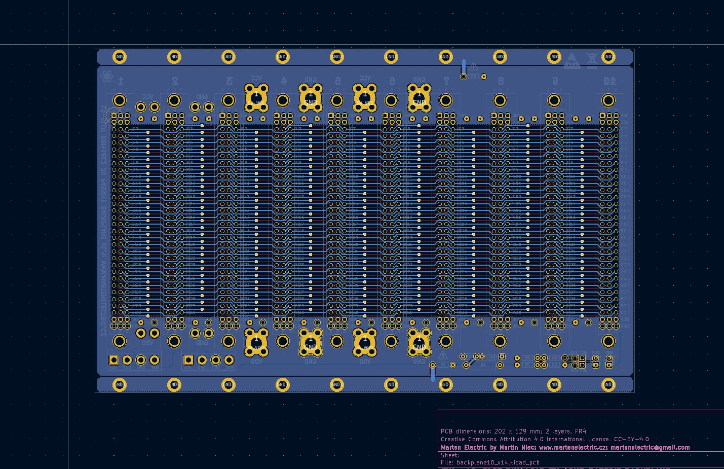 Microbus Backplane PCB for Eurocards DIN41612 10 slot 3U 40HP