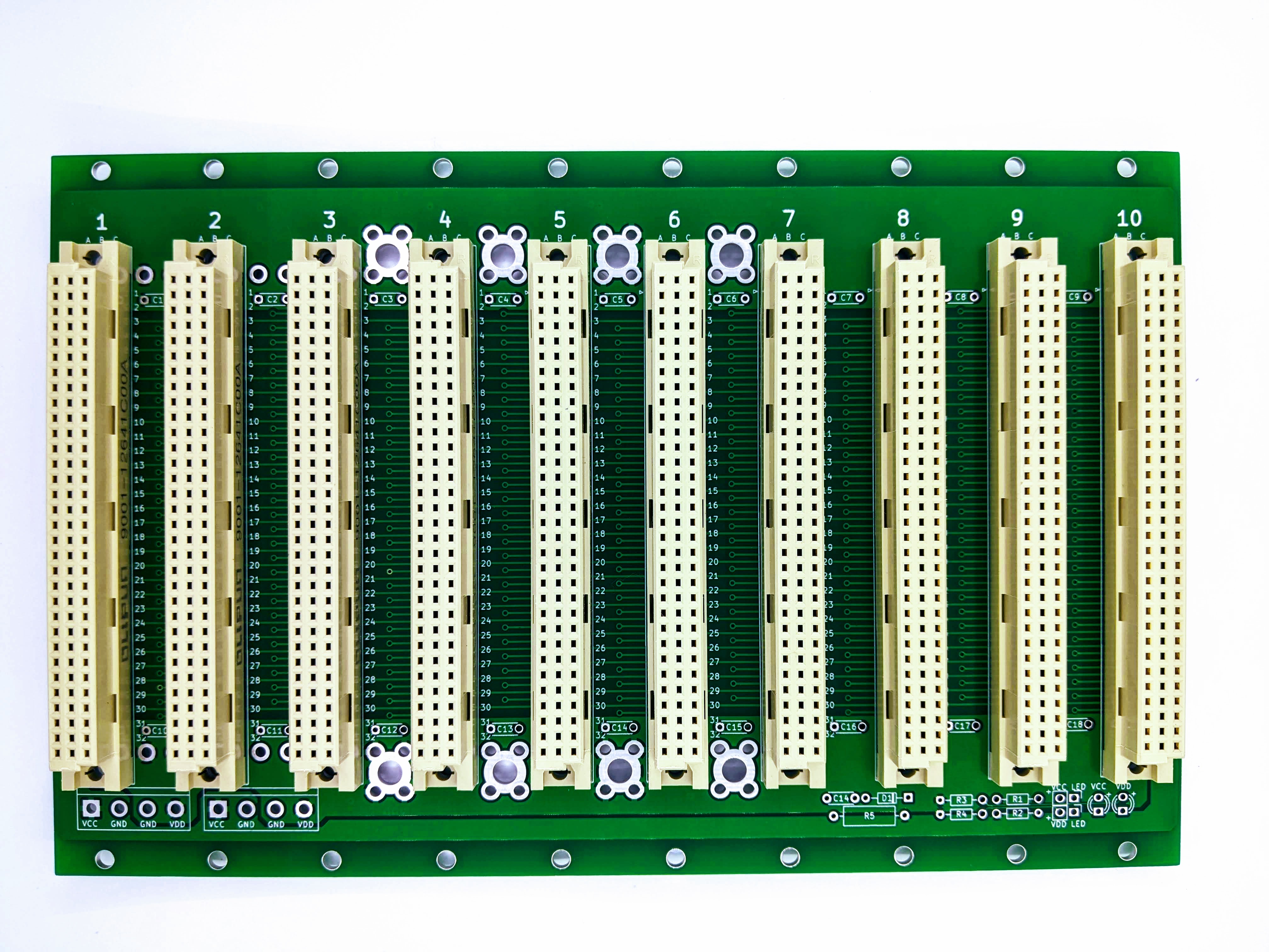 Microbus Backplane PCB for Eurocards DIN41612 10 slot 3U 40HP