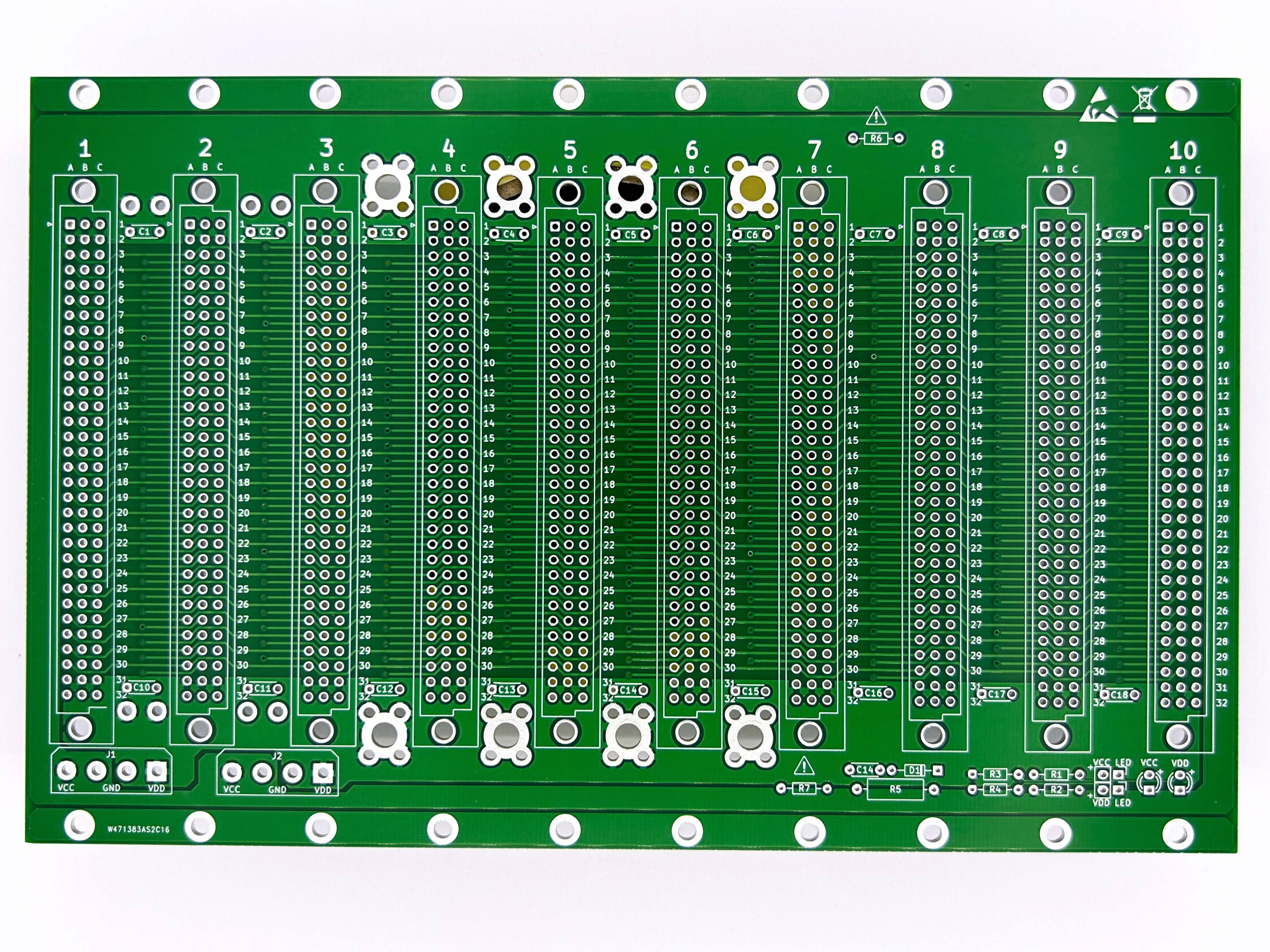Microbus Backplane PCB for Eurocards DIN41612 10 slot 3U 40HP