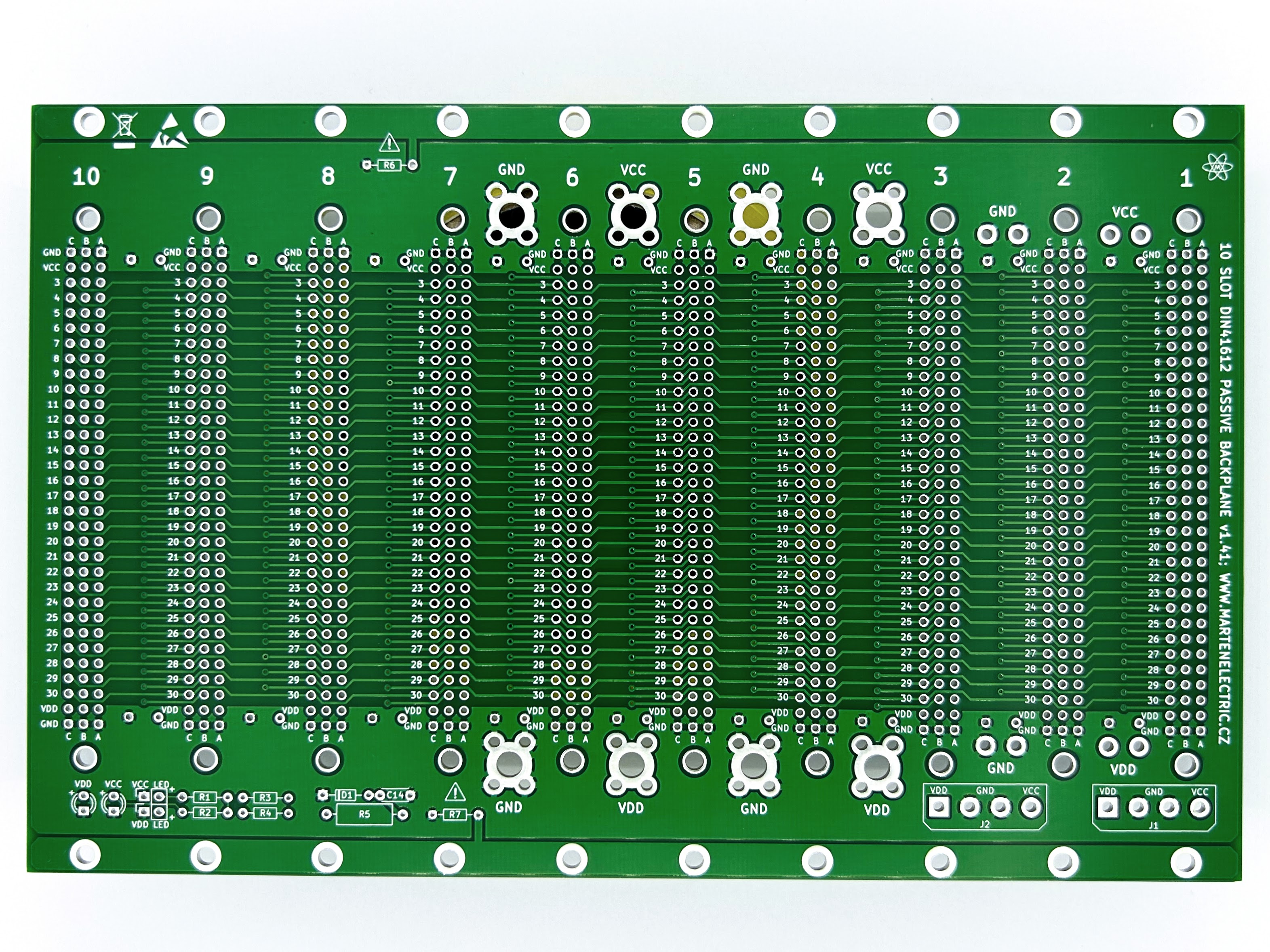 Microbus Backplane PCB for Eurocards DIN41612 10 slot 3U 40HP