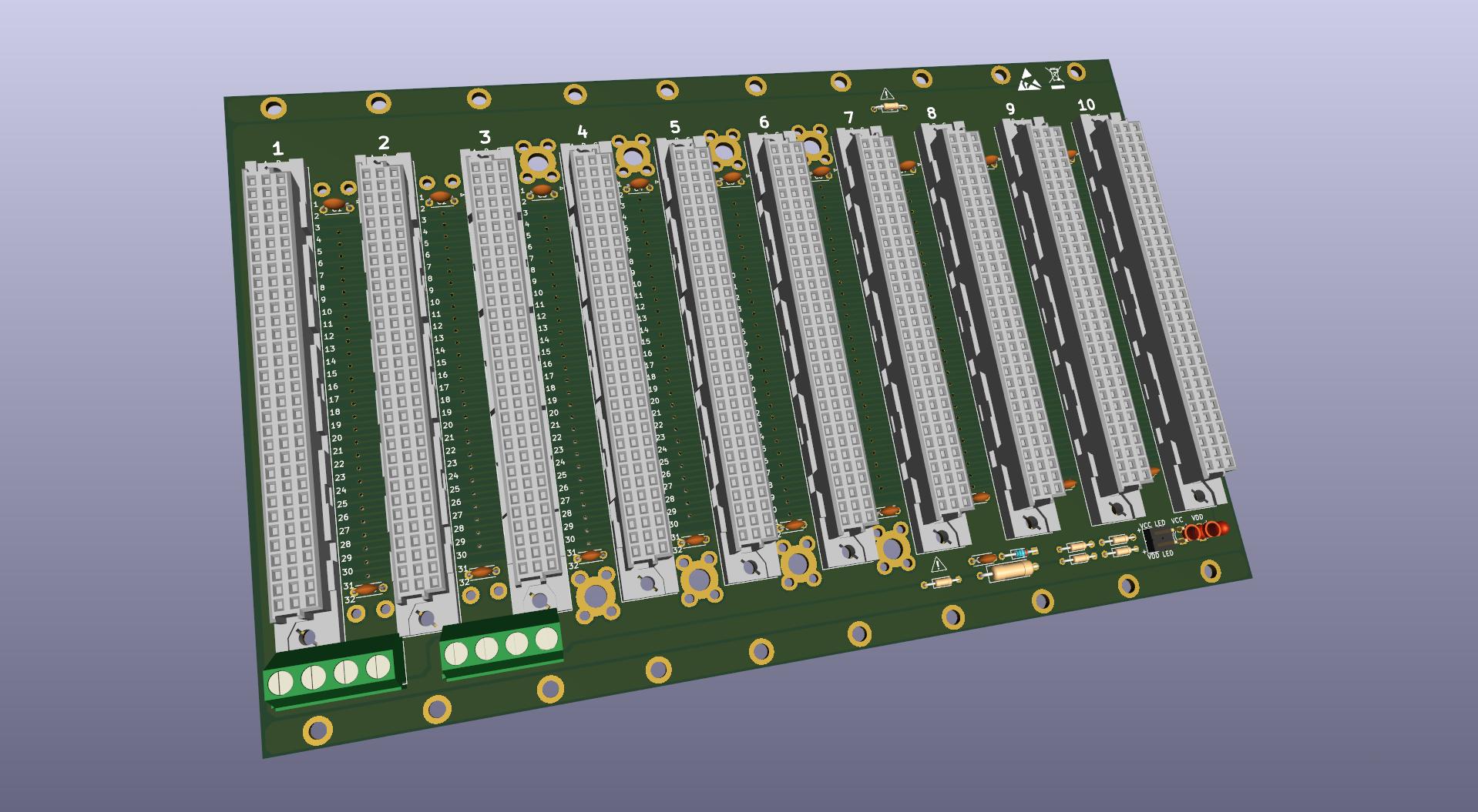 Microbus Backplane PCB for Eurocards DIN41612 10 slot 3U 40HP