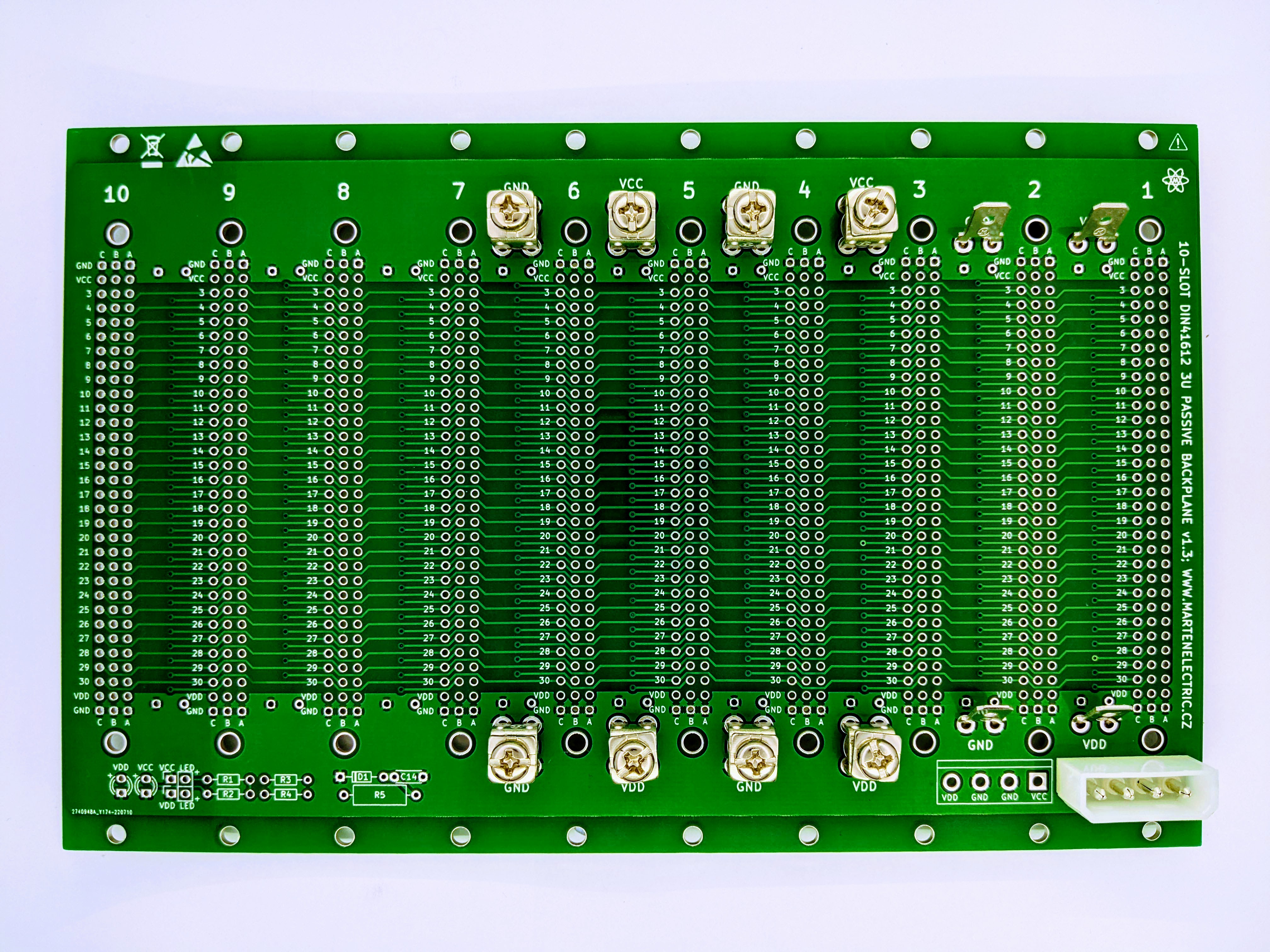 Microbus Backplane PCB for Eurocards DIN41612 10 slot 3U 40HP