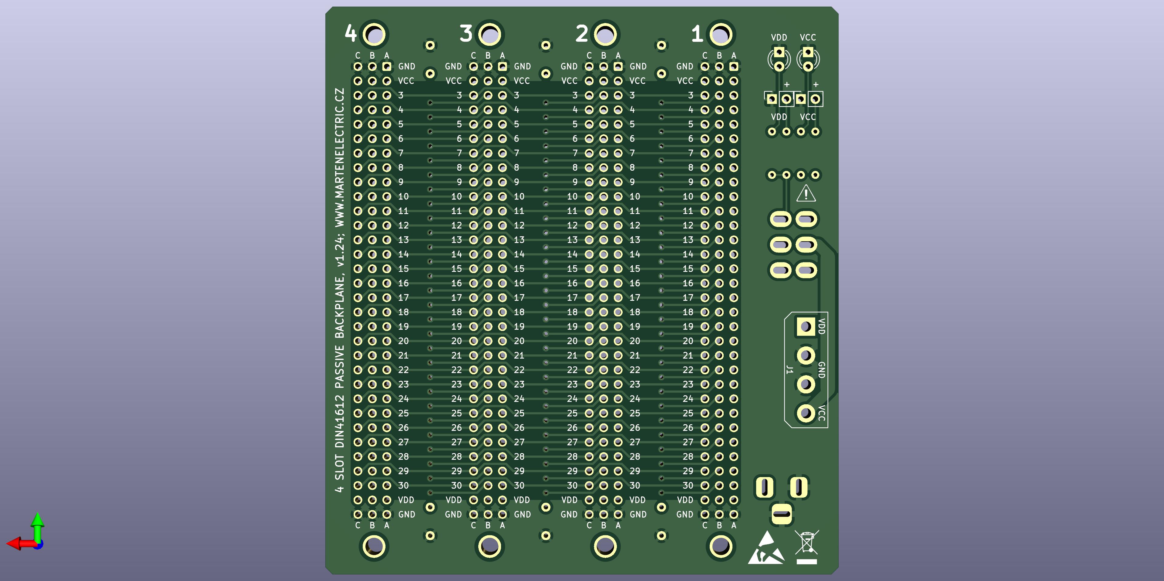 Microbus pssive backplane PCB for Eurocards DIN41612 4 slot 3U 16HP