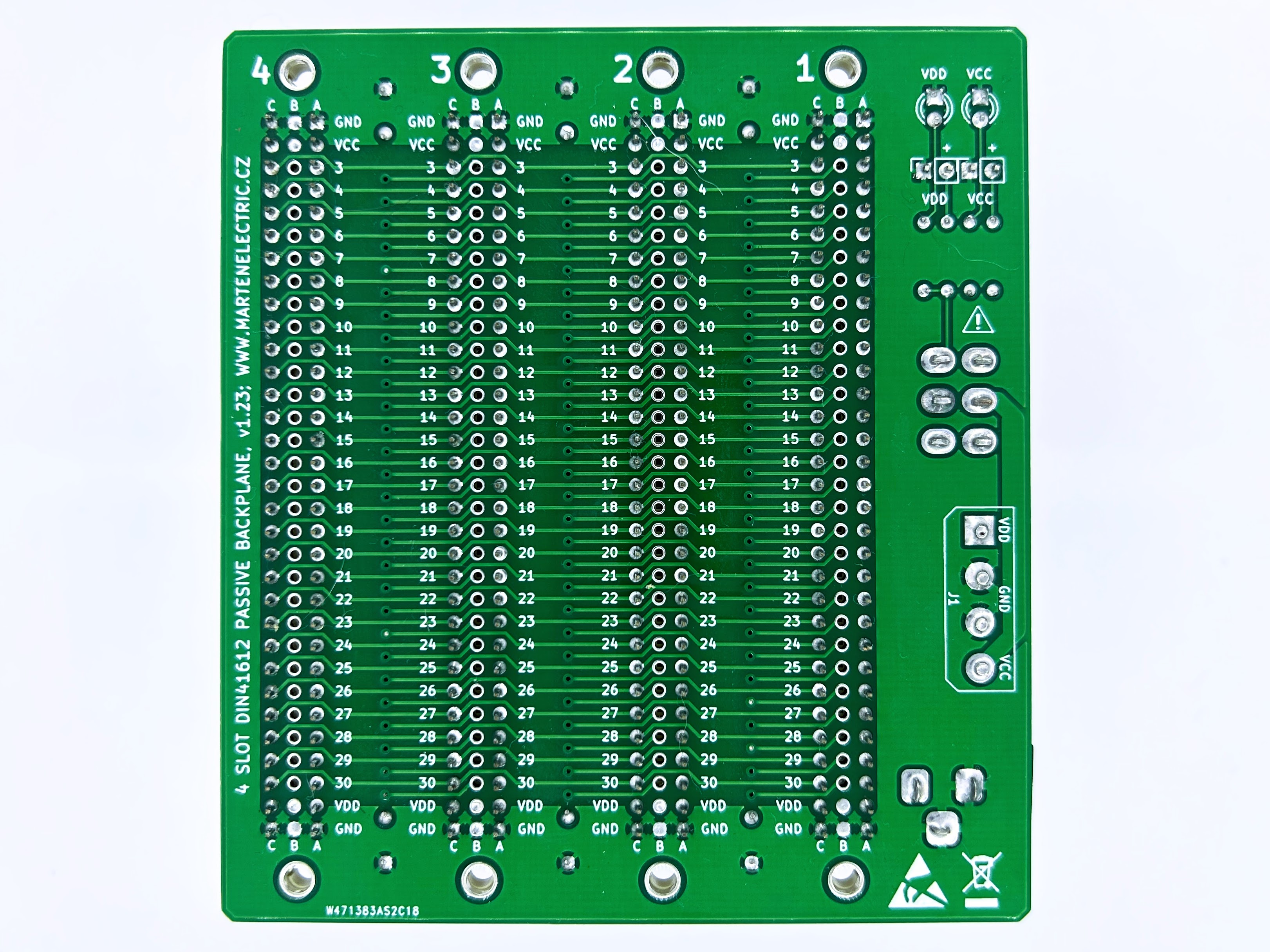 Microbus pssive backplane PCB for Eurocards DIN41612 4 slot 3U 16HP