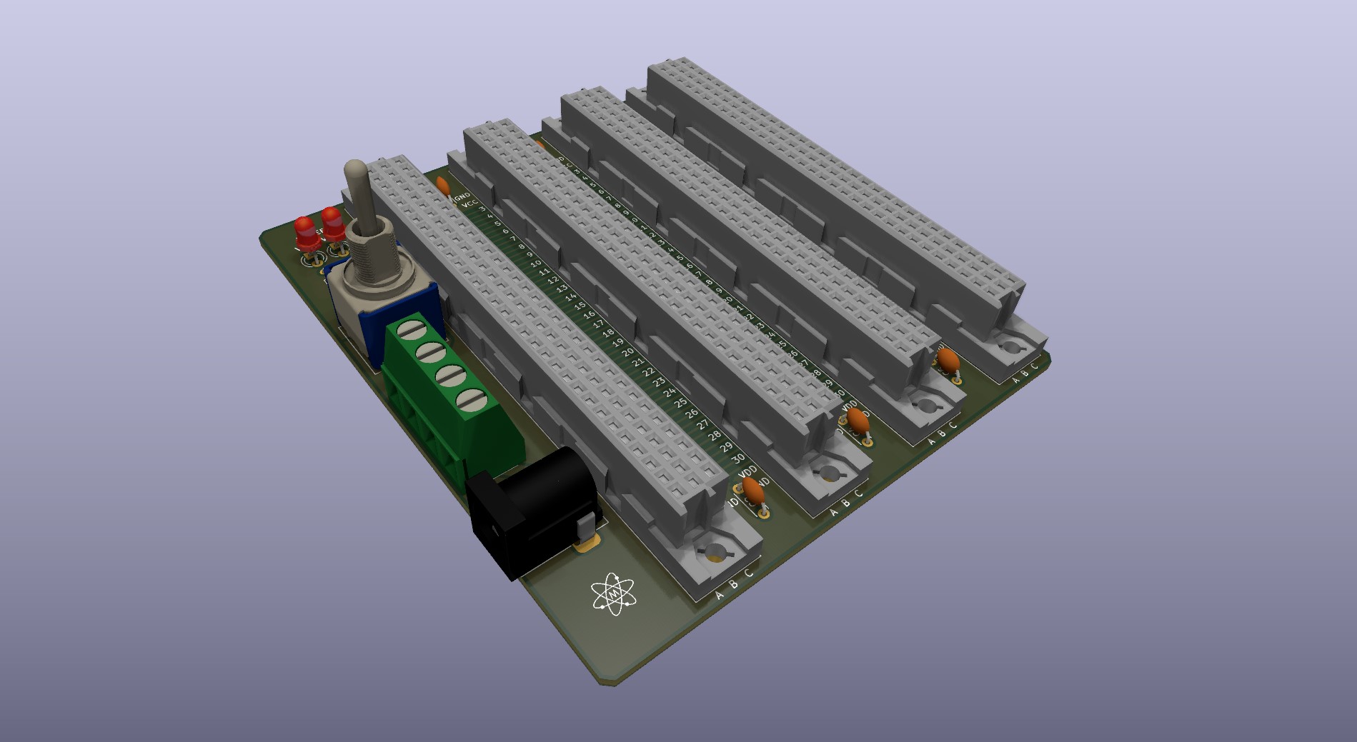 Microbus pssive backplane PCB for Eurocards DIN41612 4 slot 3U 16HP