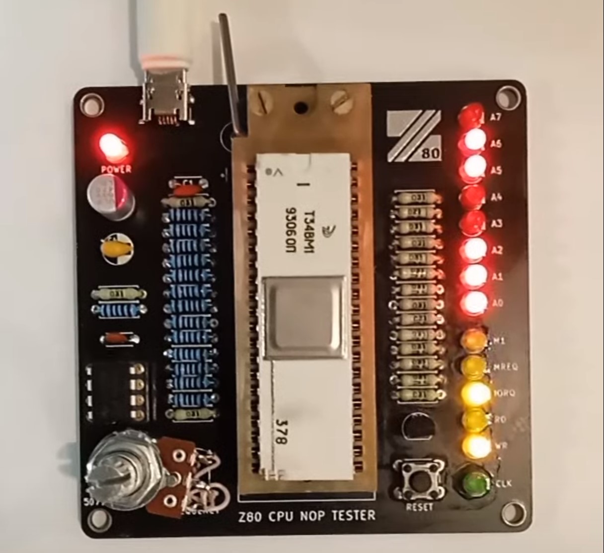 Z80 tester with Т34ВМ1 (T34VM1) Soviet clone of Z80 CPU
