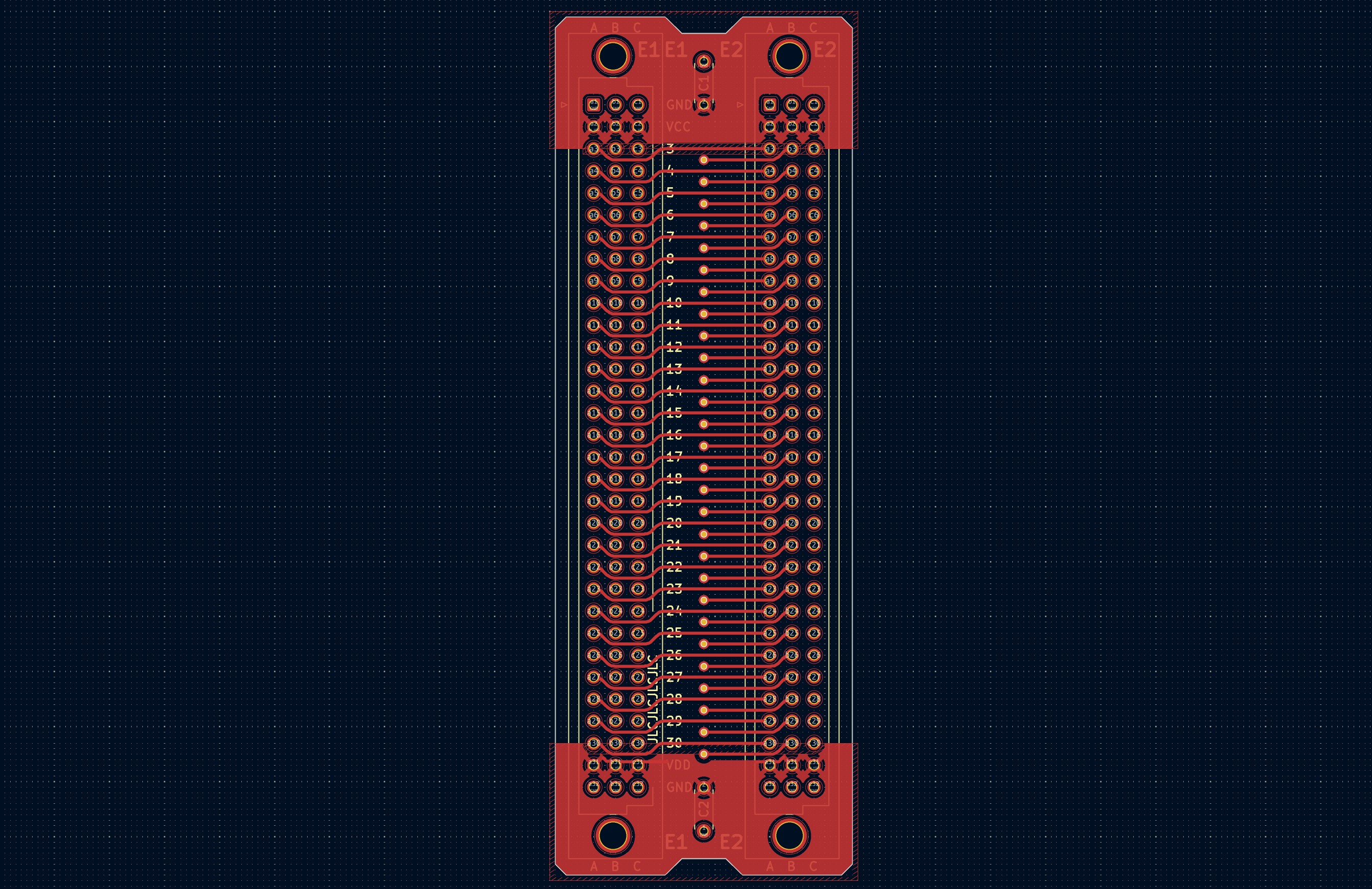 Microbus Mini backplane bridge PCB for Eurocards DIN41612 2 slot 3U 8HP