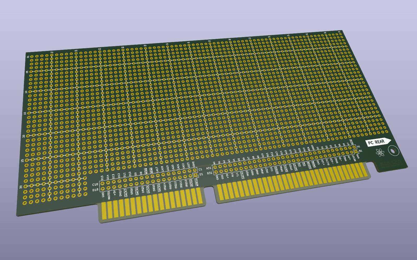IBM PC AT 16-bit ISA Prototype PCB Card
